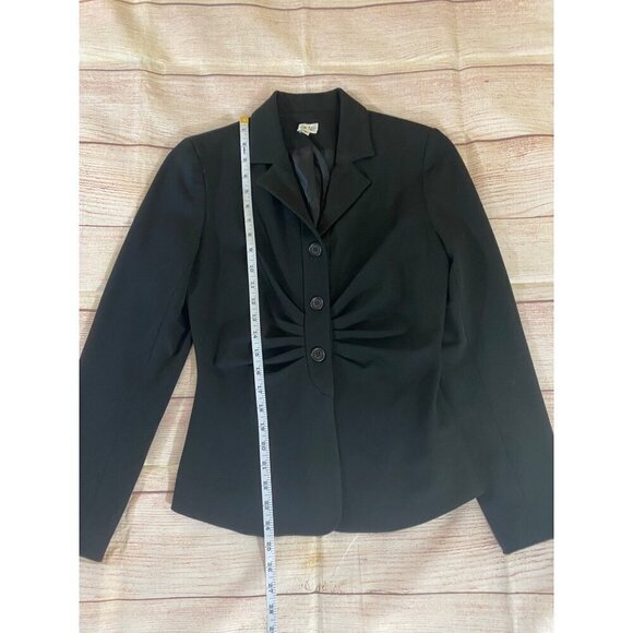 Vintage Cache Women's Black Ruched Button Front Blazer - 6 - Picture 3 of 12